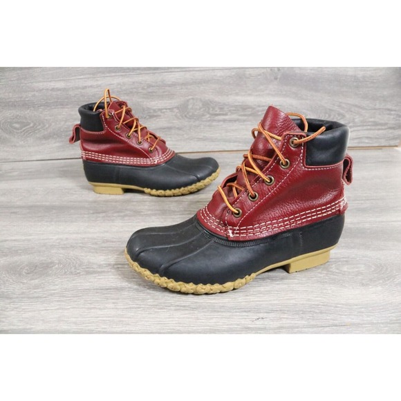 SIZE 6m Womens LL Bean Boots 6" Red Burgundy Duck Boots Limited Edition - Picture 1 of 9